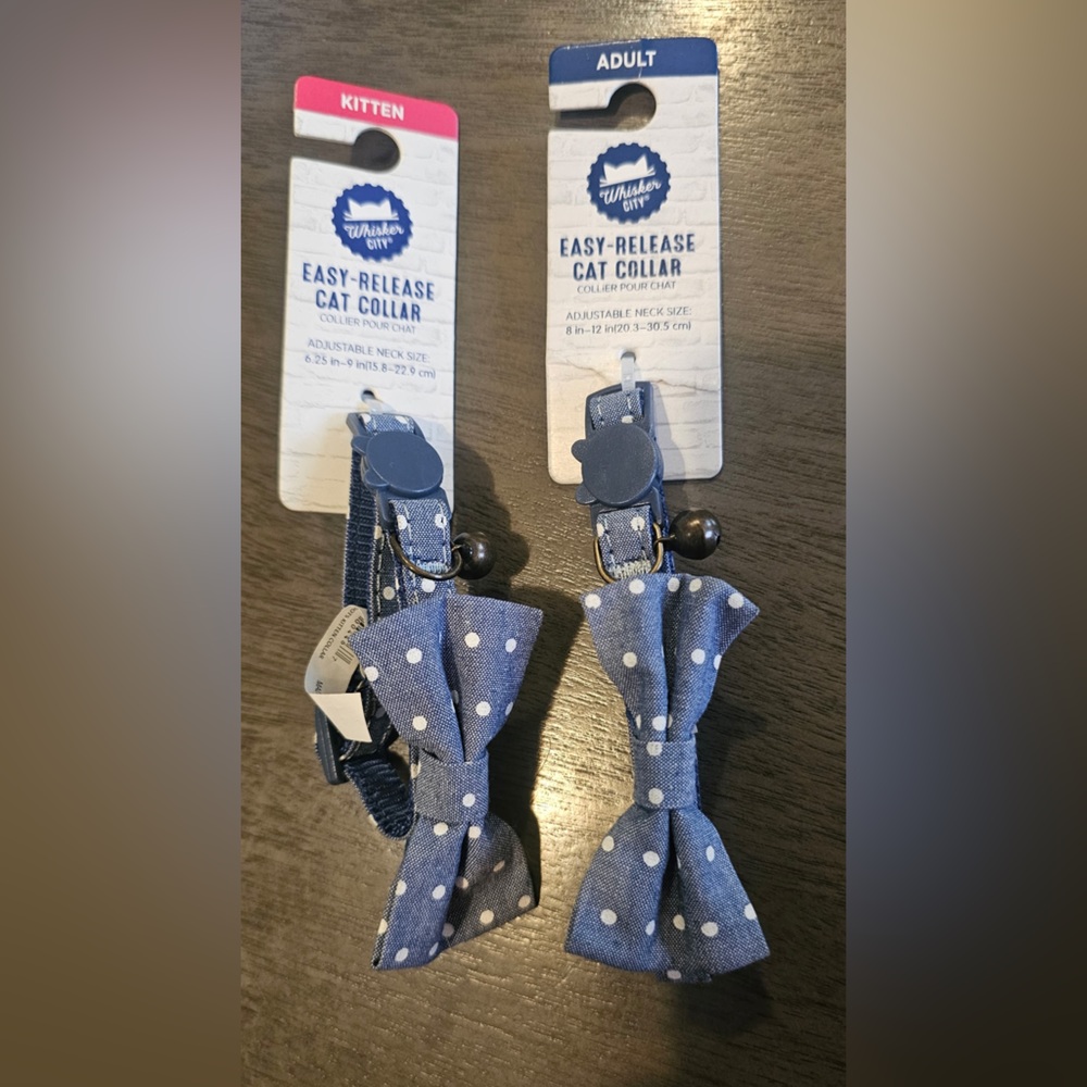 Whisker City Blue Dot Kitten OR Adult Collar (YOU CHOOSE)